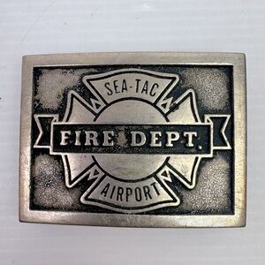 Sea-Tac Airport Fire Department Badge Emblem Belt Buckle Rainbow Metals Sandcast